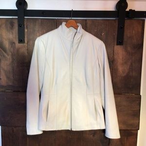 Cole Haan Light Grey Leather Jacket